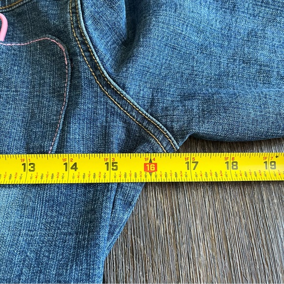 Vintage Y2K Apple bottoms pink apple pocket cropped denim jean jacket small - Picture 8 of 13